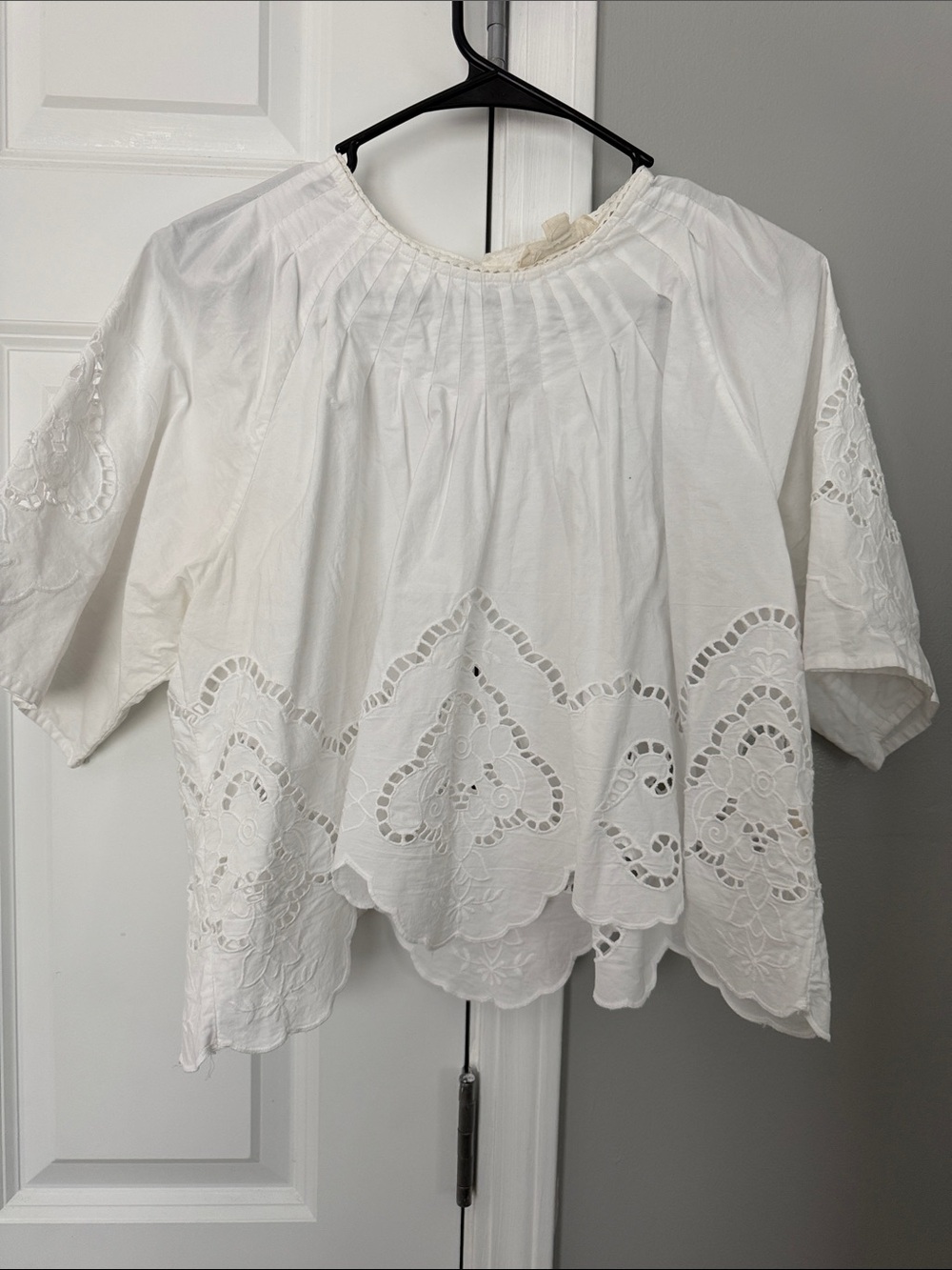 White Eyelet Cotton Peasant Top - Women from Anthropologie